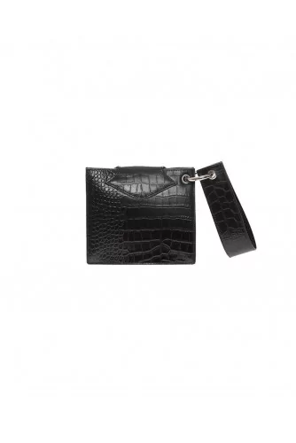 "Cercle S" Leather bag crocodile print round flap