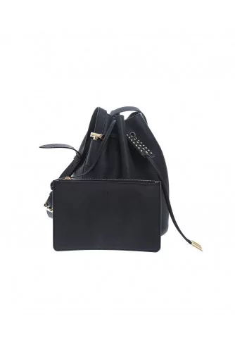 Micro - Leather bucket bag with metal details