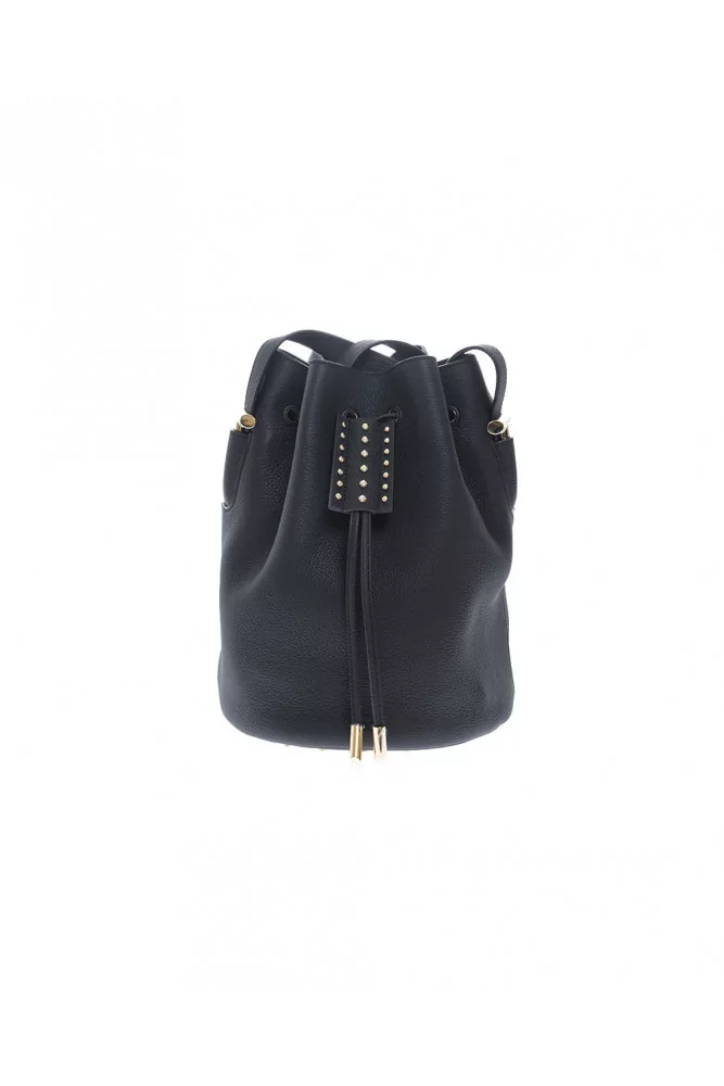 Micro of Tod's - Leather black bucket bag with metal details for women