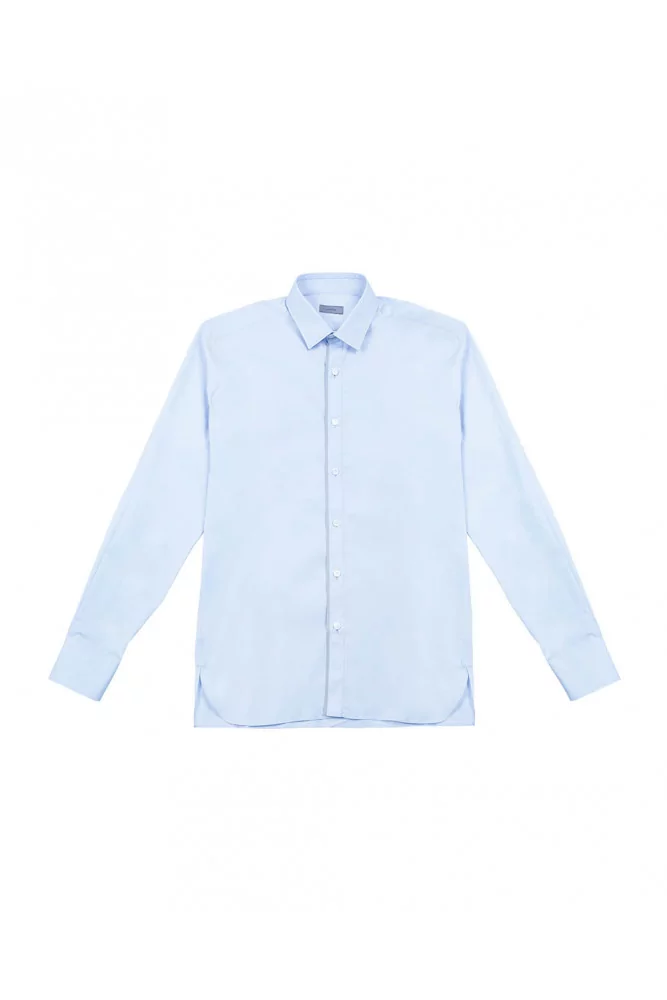 Chemise en coton avec passepoil gris 38 bleu clair