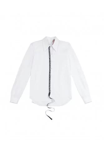 Long-sleeved black and white blouse N°21 for women