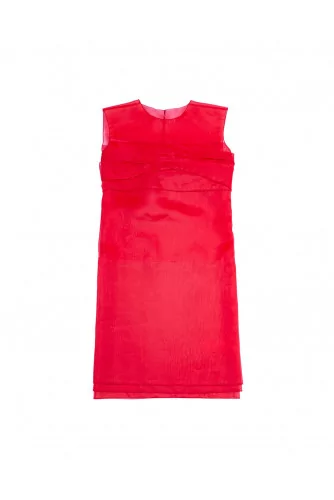 Sleeveless red draped dress N°21 for women