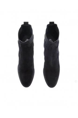 Boot Tod's "Tronchetto" noir, élastiqué T, talon 70, semelle gomme, femme