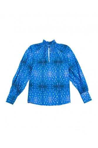 Shirt with dots and drop-shaped neckline
