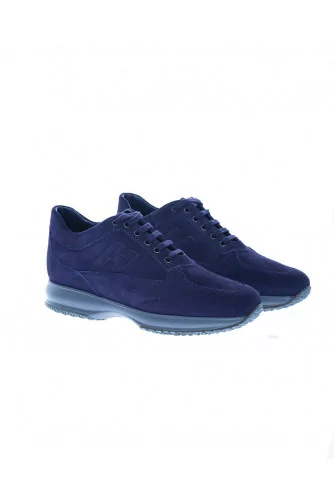 Tennis Hogan "Interactive" bleu marine, croûte, semelle gomme grise, pour homme