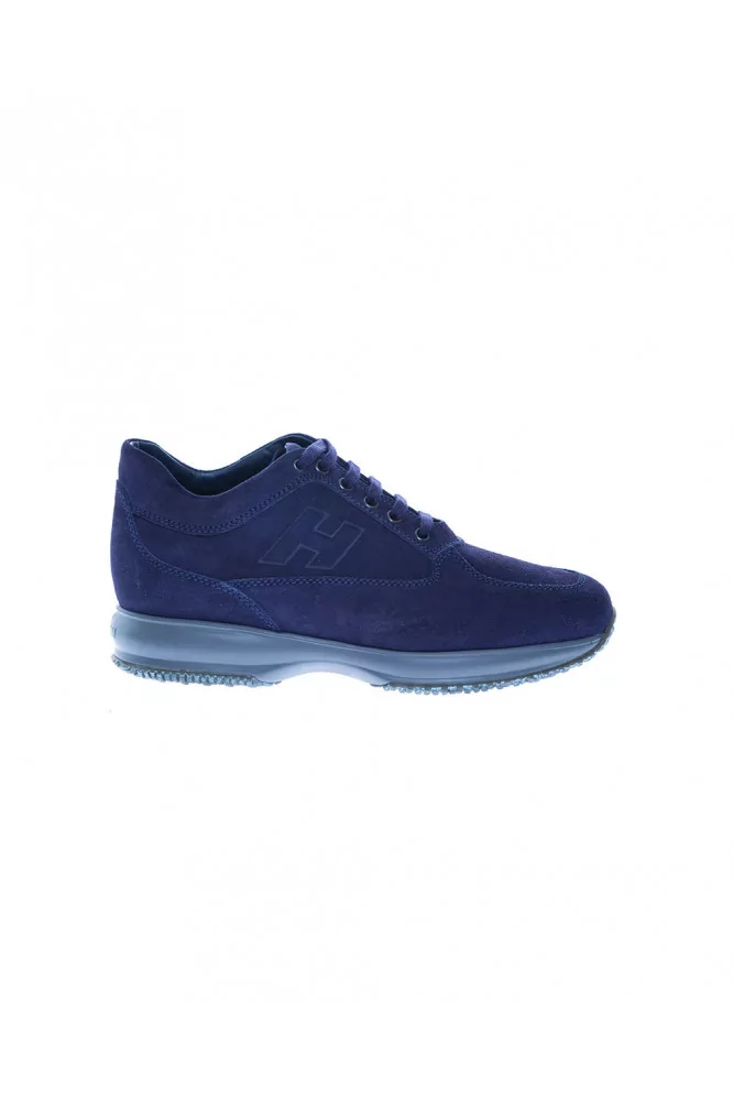 Tennis Hogan "Interactive" bleu marine, croûte, semelle gomme grise, pour homme