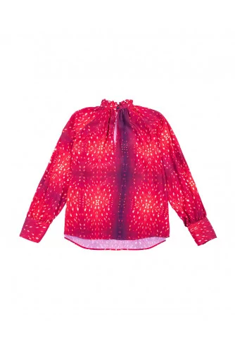 Shirt with dots and drop-shaped neckline