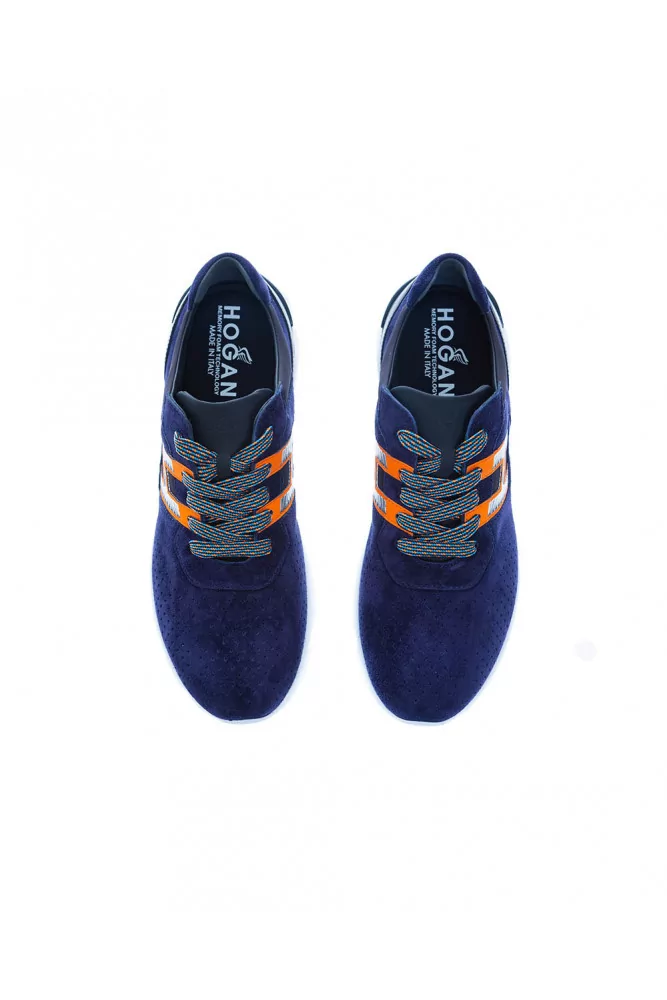 Basket Hogan "Active One" bleu-orange, perforée, tal.50, croûte-veau pour homme Basket Hogan "Active One" bleu-orange, perforée, tal.50, croûte-veau pour homme