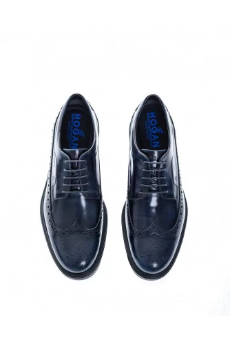 Route - Patina leather derbys with perforated toe