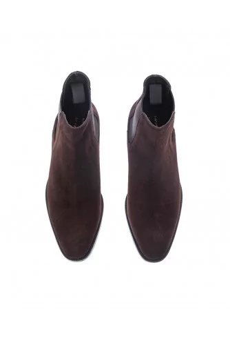 Split leather boots with elastics