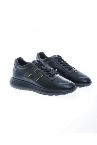 I-Cube -  Calf leather sneakers with metallized yokes