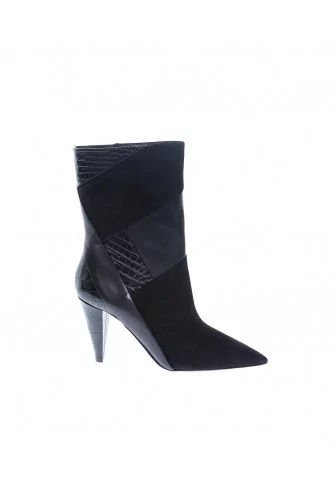 Calder - Leather and suede boots with pointed tip 85