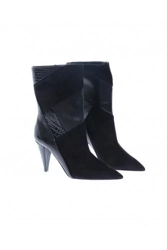 Calder - Leather and suede boots with pointed tip 85