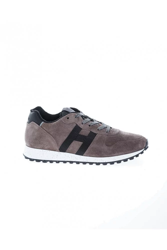 Running H383 - Tennis en cuir naturel avec H en gros-grain 5 1/2 Marron