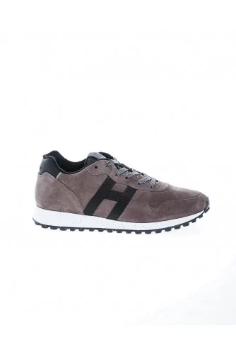 Running H383 - Natural leather sneakers with ribbon H on sides