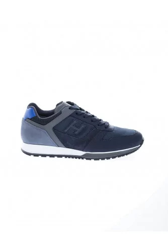 Tennis Hogan "Running 321" bleu-gris, multi-matières, "H" floqué appliqué, homme