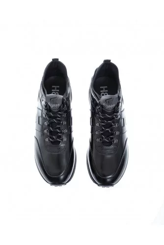 Running H383 - Calf leather and scuba sneakers with trekking lacing
