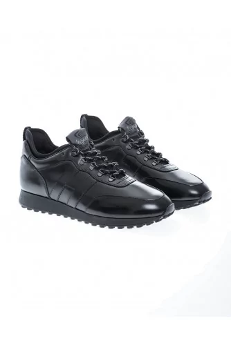 Running H383 - Calf leather and scuba sneakers with trekking lacing