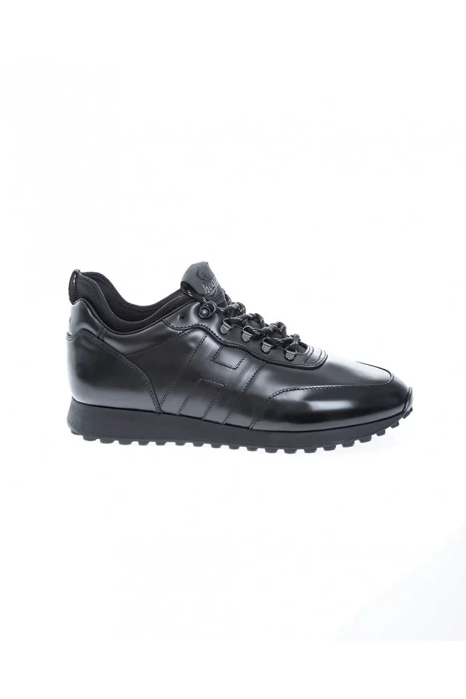 Running H383 - Baskets cuir et scuba façon trekking 5 1/2 noir