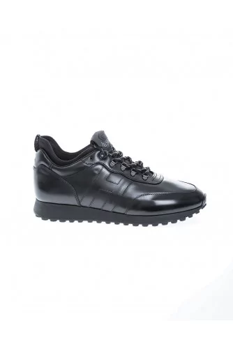 Running H383 - Calf leather and scuba sneakers with trekking lacing