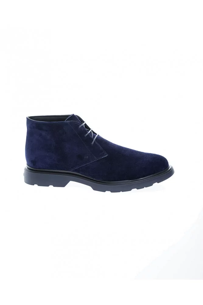 Derby-boot Hogan "Route" bleu marine, 3 trous, semelle gomme noir pour homme