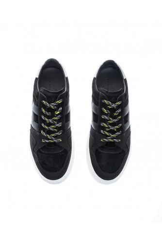 Cassetta - Split leather and nubuck sneakers with silver yokes on buttress