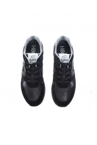 Tennis Hogan "Running 383" noir, doublé éponge, croûte-nappa, pour homme