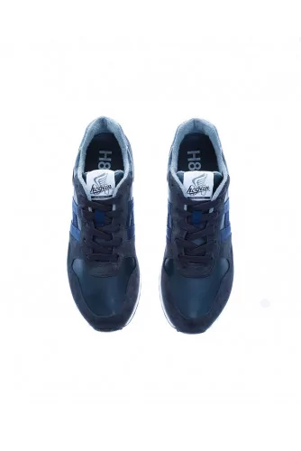 Tennis Hogan "Running 383" bleu marine, doublé éponge, croûte-nappa, pour homme