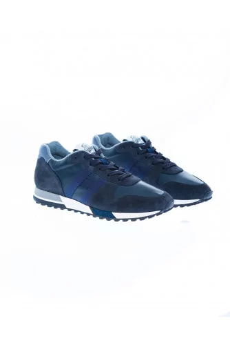 Tennis Hogan "Running 383" bleu marine, doublé éponge, croûte-nappa, pour homme