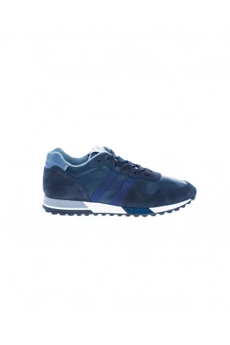 Tennis Hogan "Running 383" bleu marine, doublé éponge, croûte-nappa, pour homme