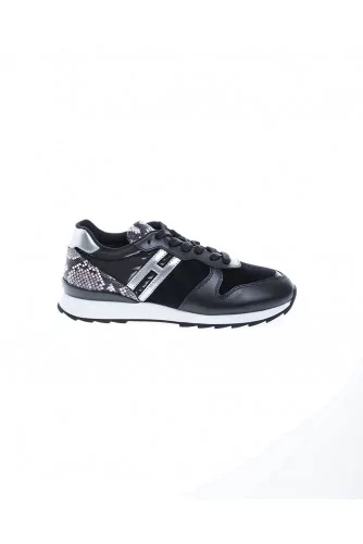 " Running 261" Leather sneakers with python print