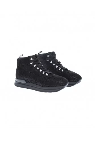 "222" Leather high-top sneakers with flakes