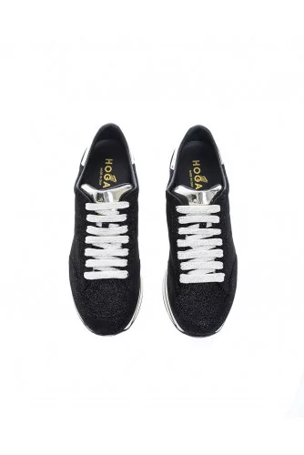 Tennis Hogan "222" noir-or, croûte pailletée, pour femme