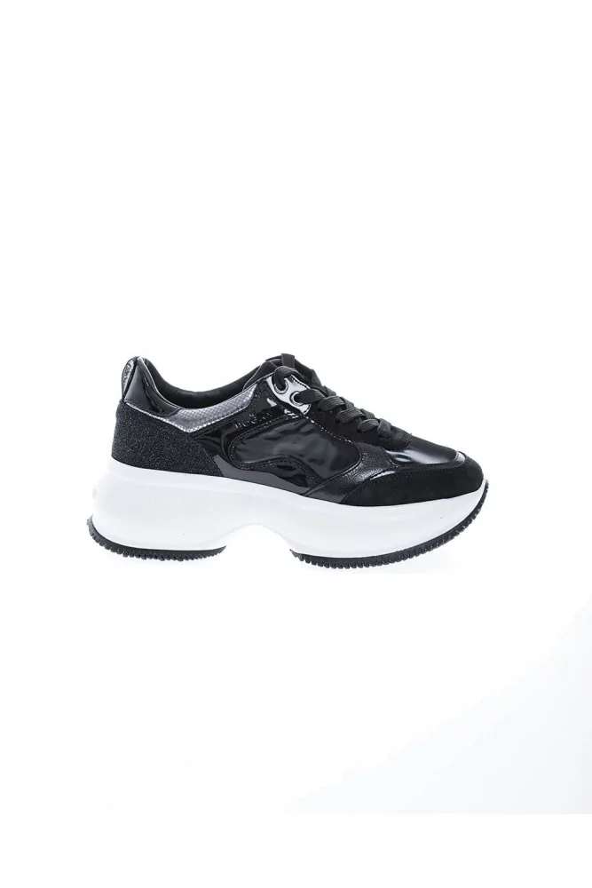 "Maxi I Active" Tissu and leather sneakers with patent parts