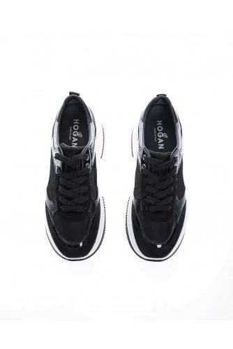 "Maxi I Active" Tissu and leather sneakers with patent parts