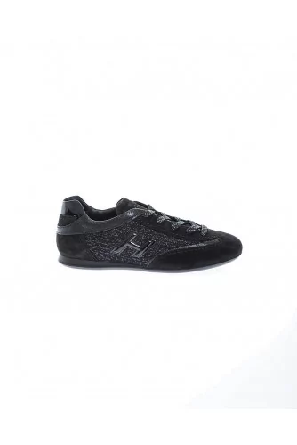 "Olympia" Leather and tweed low-top sneakers