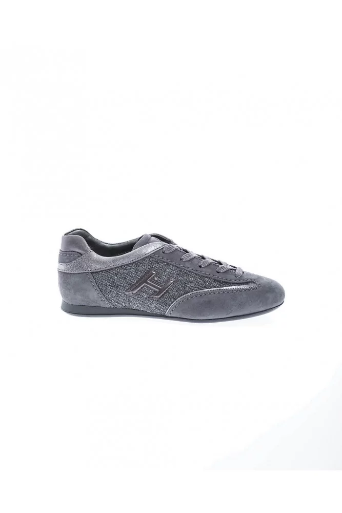 Tennis Hogan "Olympia" gris, 3 matières, frippé, pour femme