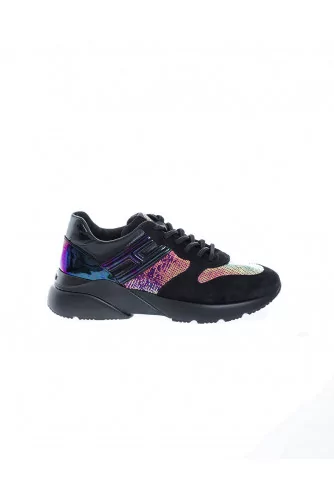 Tennis Hogan "Active One" noir avec paillettes, semelle 4cm noir pour femme