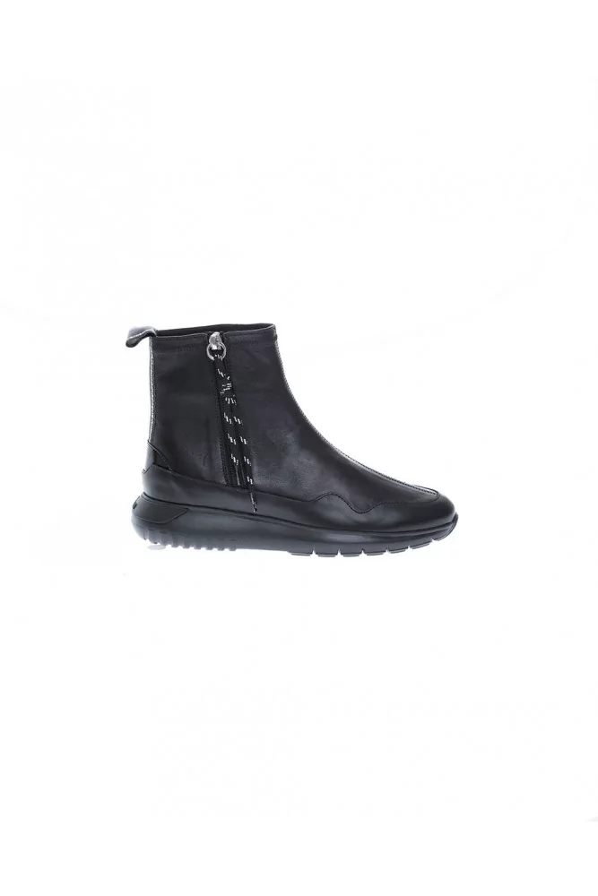 I-Cube - Bottines en cuir avec inscription brodée 34 1/2 noir