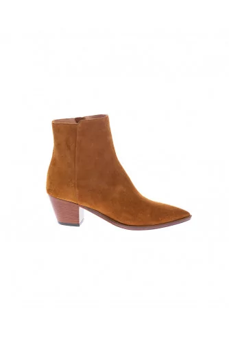 Boot Mara Bini cognac zipé, talon 50 pour femme