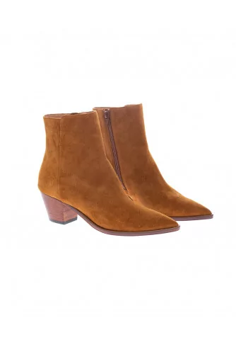 Boot Mara Bini cognac zipé, talon 50 pour femme