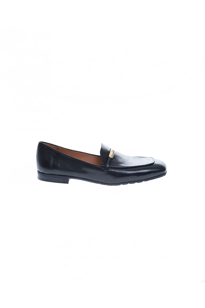 Mocassin Mara Bini noir-or, barrette doré, pour femme