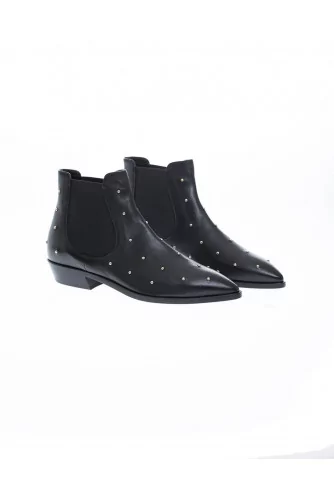 Boot Jacques Loup noir-or avec clous pour femme