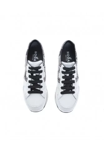 "222" Leather sneakers with details in python print