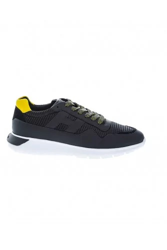 Achat I Cube black bi-material sneakers with yellow buttress - Jacques-loup