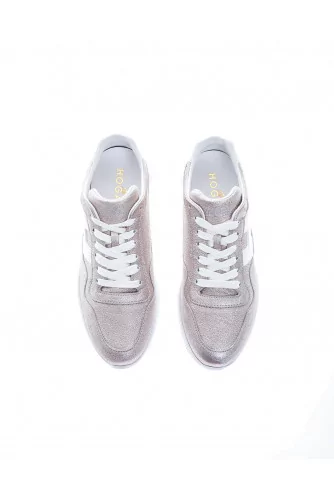 "I-Cube" Leather low-top sneakers with glitter