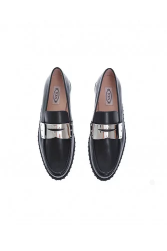 Achat Black patina calf leather moccasin with metal plate detail - Jacques-loup