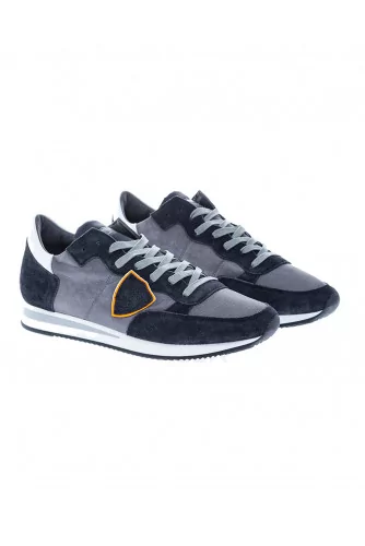 "Tropez" Two-material sneakers bordered escutcheon