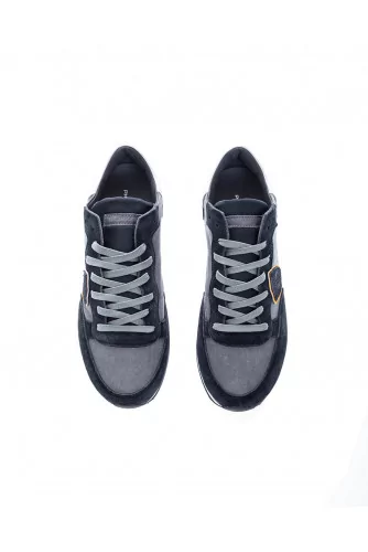 "Tropez" Two-material sneakers bordered escutcheon