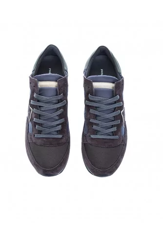 "Tropez Lu" Split leather sneakers escutcheon white border